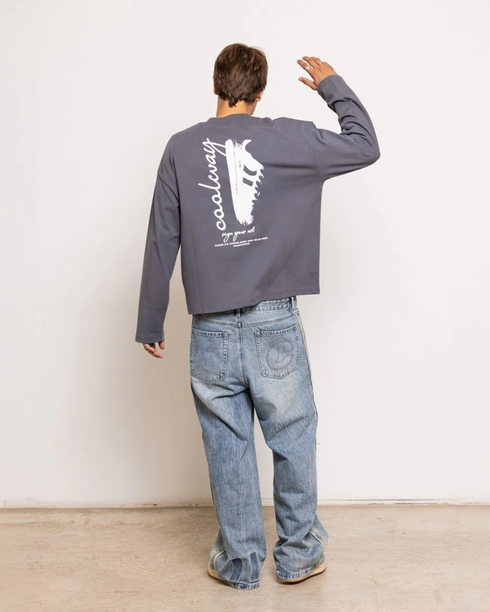 Camiseta de manga larga gris Coolway Frame Camiseta de manga larga gris Coolway Frame