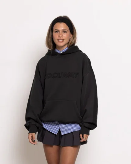 Sudadera con capucha negra lavada Coolway